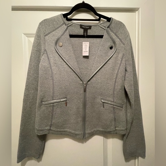 White House Black Market Gray Knit Blazer Women’s Size Medium - Picture 1 of 3